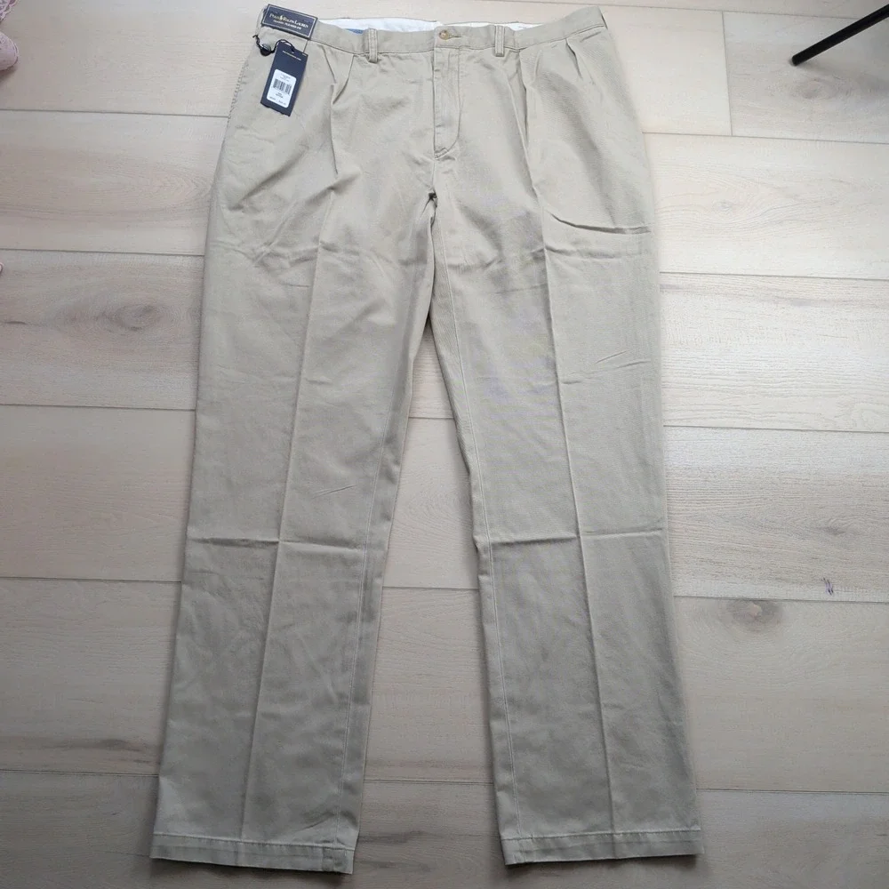 NEW Polo Ralph Lauren Mens Classic Pleated Fit Chino Pants Tan 42TX36 Tall